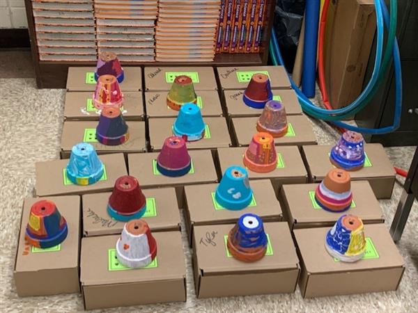 multi colored paintef lower pots